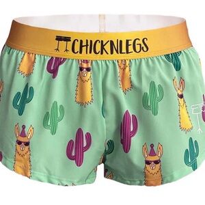 ChicknLegs womens split running Llama Cactus Shorts size large